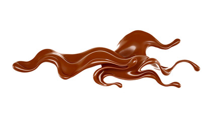 Splash of chocolate 3d illustration, 3d rendering.
