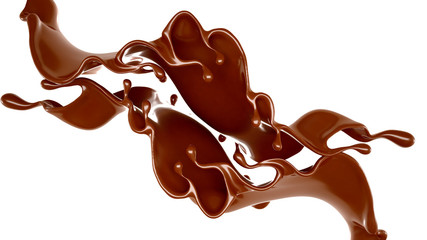 Splash of chocolate 3d illustration, 3d rendering.