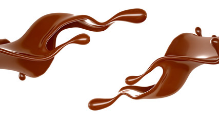 Splash of chocolate 3d illustration, 3d rendering.