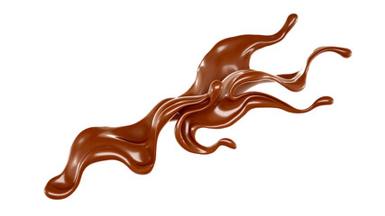 Splash of chocolate 3d illustration, 3d rendering.