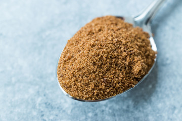 Coconut Sugar in Plastic Metal Spoon Ready to Use.