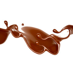 Splash of chocolate 3d illustration, 3d rendering.