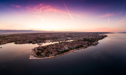 Sunrise at Zadar aerial photo