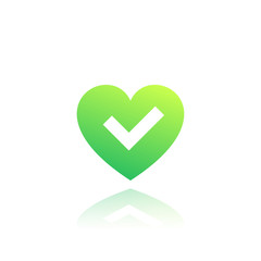 heart and tick vector icon, logo