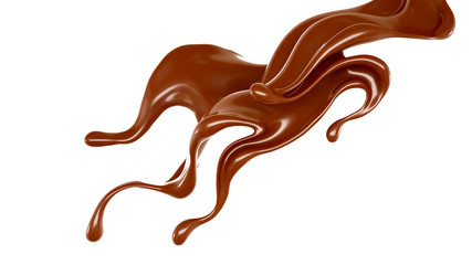 Splash of chocolate 3d illustration, 3d rendering.