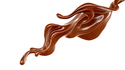 Splash of chocolate 3d illustration, 3d rendering.