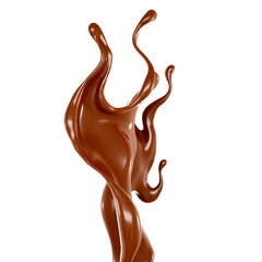 Splash of chocolate 3d illustration, 3d rendering.