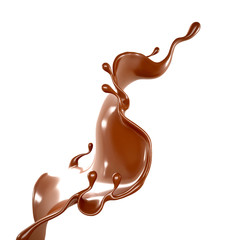 Splash of chocolate 3d illustration, 3d rendering.
