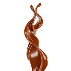 Splash of chocolate 3d illustration, 3d rendering.