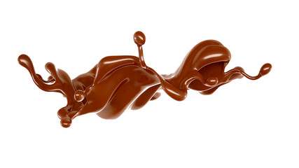 Splash of chocolate 3d illustration, 3d rendering.