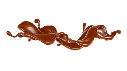 Splash of chocolate 3d illustration, 3d rendering.