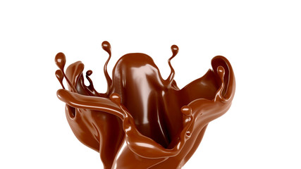 Splash of chocolate 3d illustration, 3d rendering.