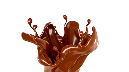 Splash of chocolate 3d illustration, 3d rendering.