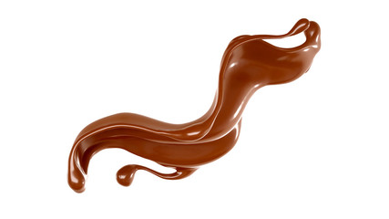 Splash of chocolate 3d illustration, 3d rendering.