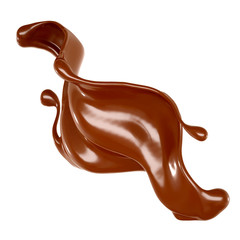 Splash of chocolate 3d illustration, 3d rendering.