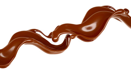 Splash of chocolate 3d illustration, 3d rendering.