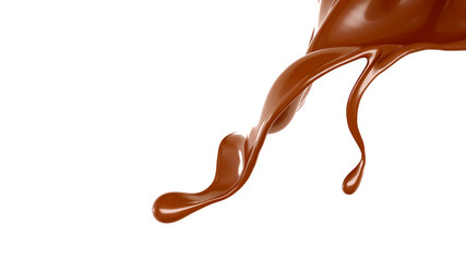 Splash of chocolate 3d illustration, 3d rendering.
