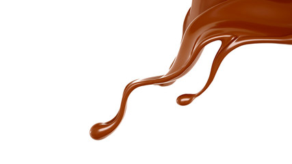 Splash of chocolate 3d illustration, 3d rendering.