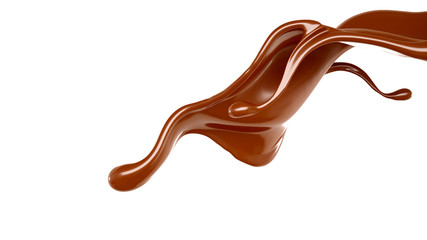Splash of chocolate 3d illustration, 3d rendering.