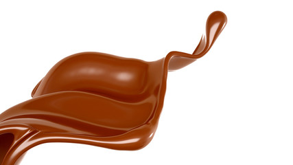 Splash of chocolate 3d illustration, 3d rendering.