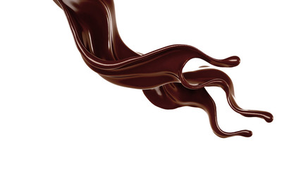 Splash of chocolate 3d illustration, 3d rendering.