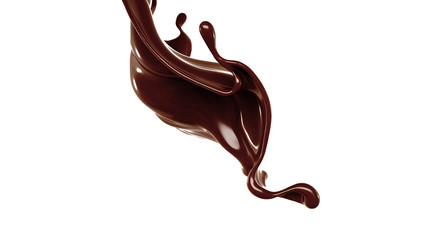 Splash of chocolate 3d illustration, 3d rendering.