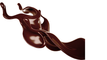 Splash of chocolate 3d illustration, 3d rendering.
