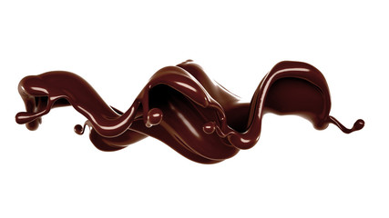 Splash of chocolate 3d illustration, 3d rendering.