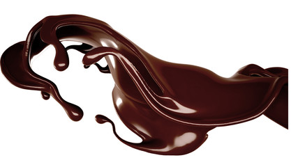 Splash of chocolate 3d illustration, 3d rendering.