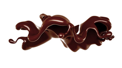 Splash of chocolate 3d illustration, 3d rendering.