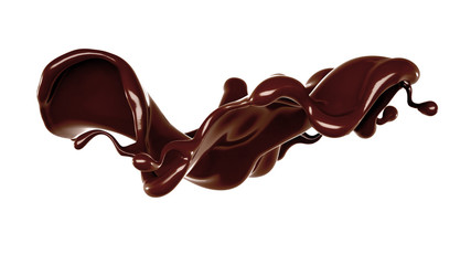 Splash of chocolate 3d illustration, 3d rendering.