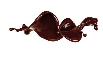 Splash of chocolate 3d illustration, 3d rendering.