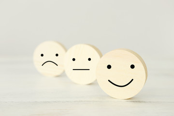 Business concept photo of chosen person among others. a smiling face stands out from the crowd