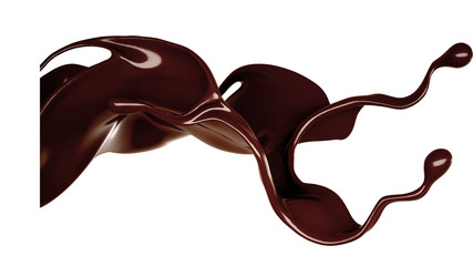 Splash of chocolate 3d illustration, 3d rendering.