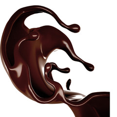 Splash of chocolate 3d illustration, 3d rendering.