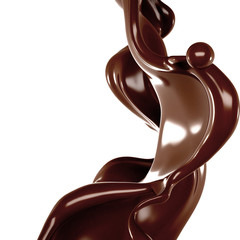 Splash of chocolate 3d illustration, 3d rendering.