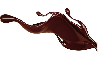 Splash of chocolate 3d illustration, 3d rendering.