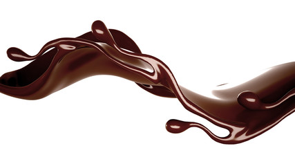 Splash of chocolate 3d illustration, 3d rendering.