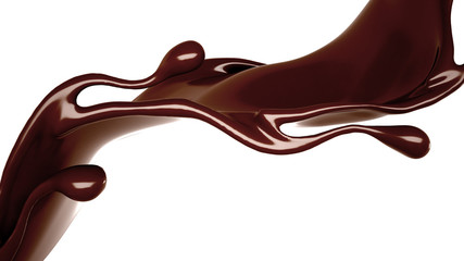 Splash of chocolate 3d illustration, 3d rendering.