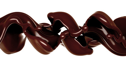 Splash of chocolate 3d illustration, 3d rendering.