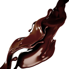 Splash of chocolate 3d illustration, 3d rendering.