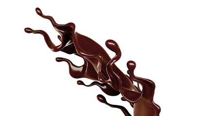 Splash of chocolate 3d illustration, 3d rendering.