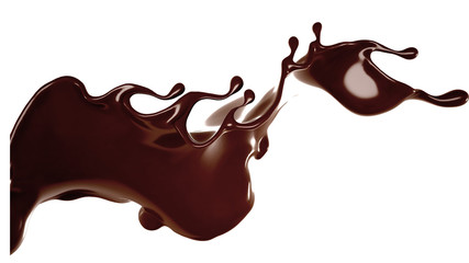 Splash of chocolate 3d illustration, 3d rendering.