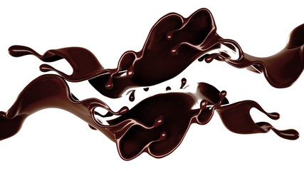 Splash of chocolate 3d illustration, 3d rendering.