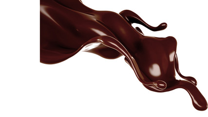 Splash of chocolate 3d illustration, 3d rendering.