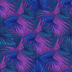 Purple exotic plant seamless pattern. Abstract botanical background.
