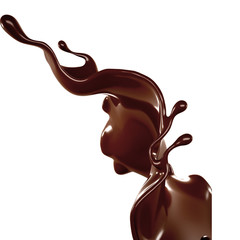 Splash of chocolate 3d illustration, 3d rendering.