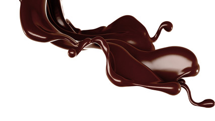 Splash of chocolate 3d illustration, 3d rendering.