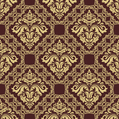 Orient classic pattern. Seamless abstract background with vintage elements. Orient brown and golden background. Ornament for wallpaper and packaging