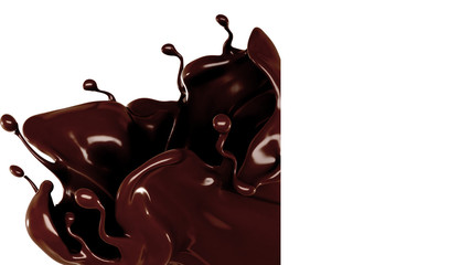 Splash of chocolate 3d illustration, 3d rendering.